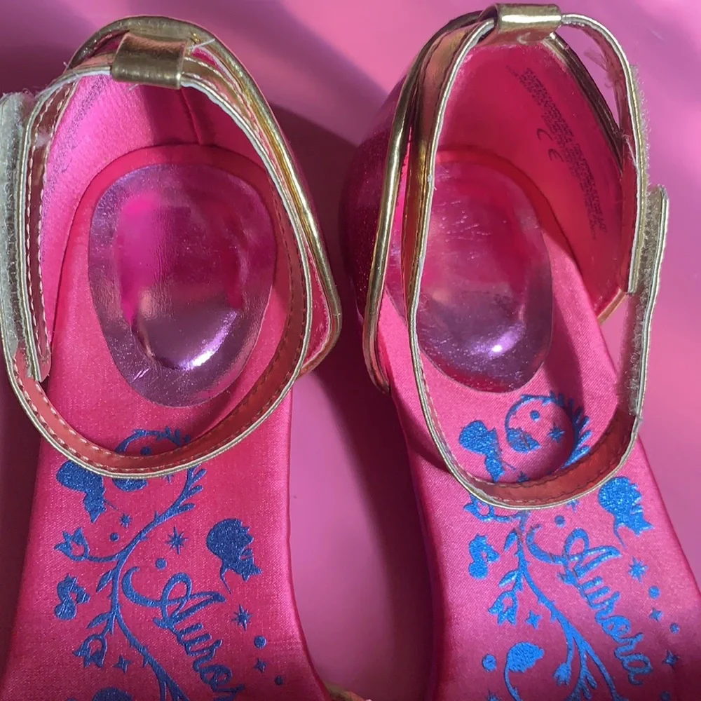 GIRL’S DISNEY PRINCESS AURORA SLEEPING BEAUTY PINK SHOES HALLOWEEN COSTUME 12T